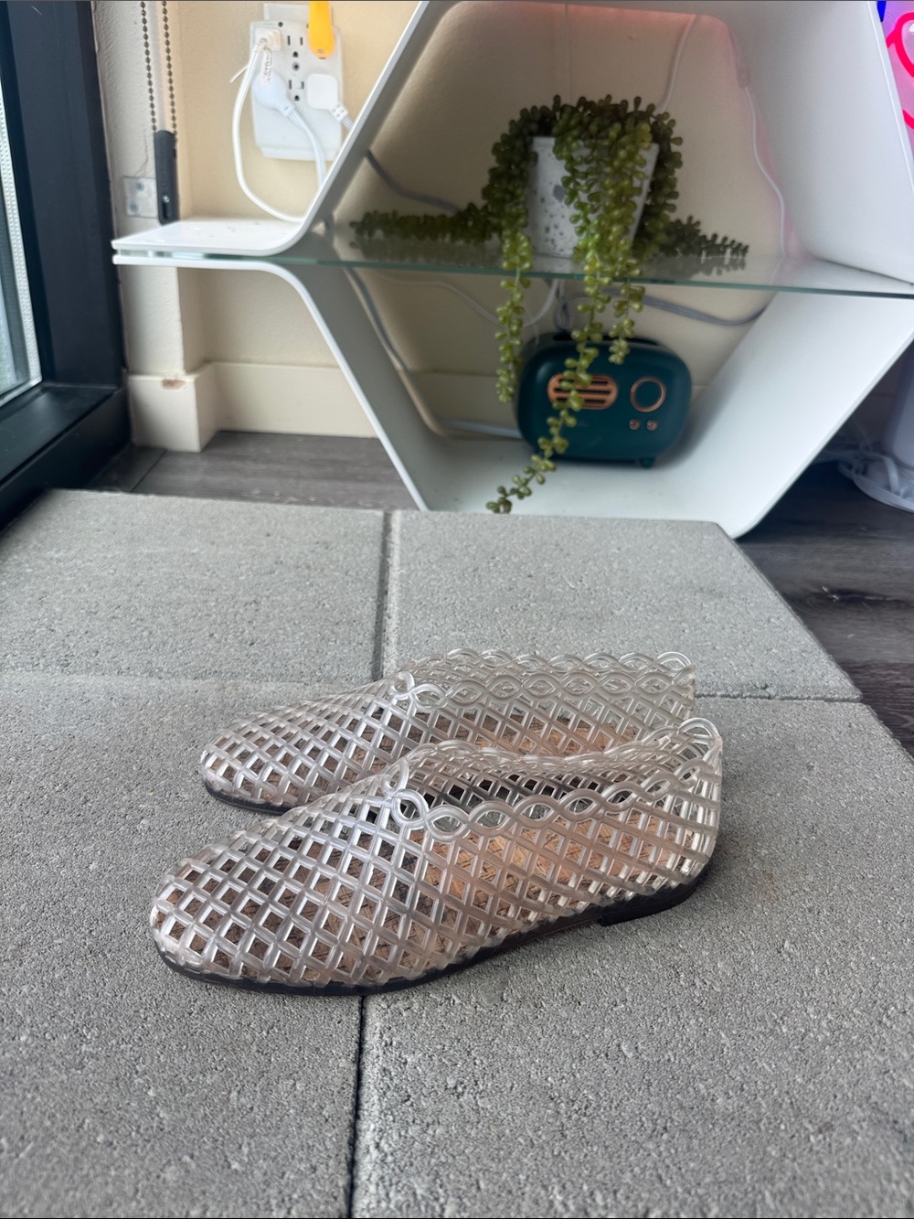 Steve Madden Metallic Clear Lattice Slip-On Flats